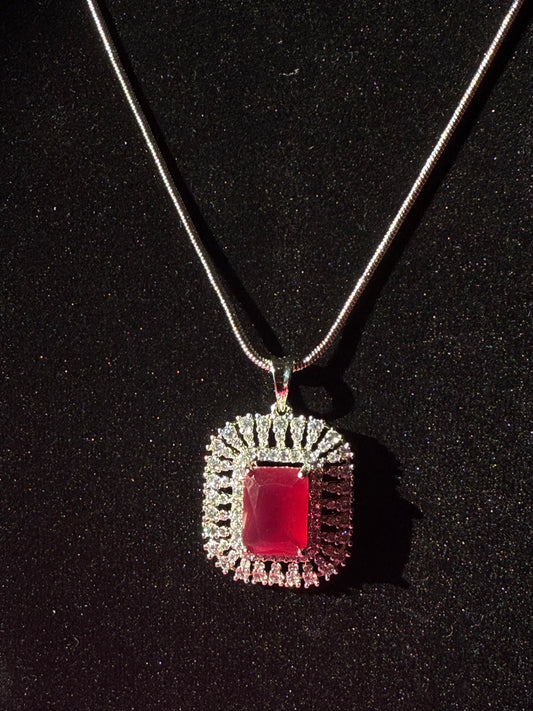 Radiant Ruby pendant set