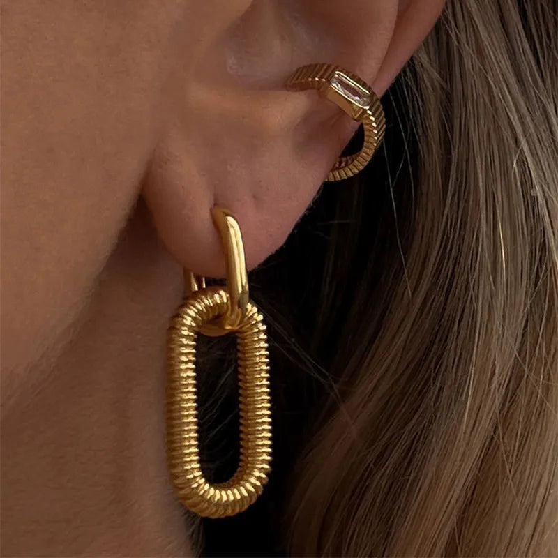 U Shape Gold Plated Earrings