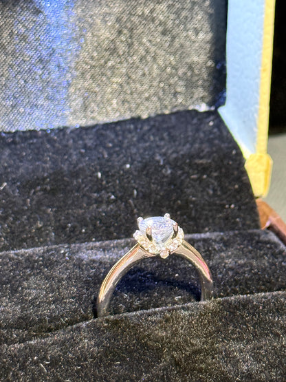 925 Sterling Silver Crown Solitaire Ring