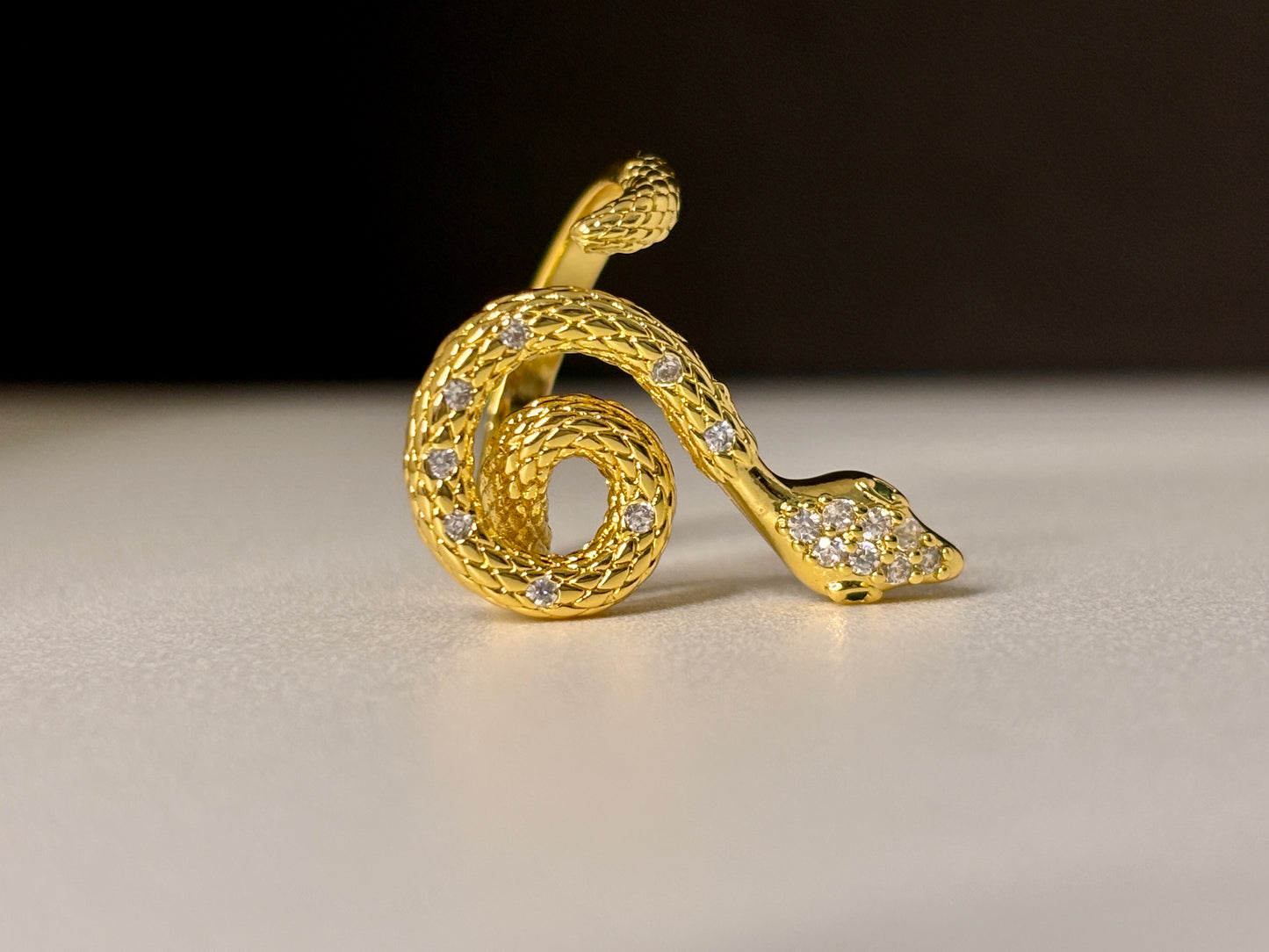 Gold Serpent Wrap Ring – Bold & Dazzling Snake Design