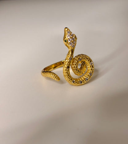 Gold Serpent Wrap Ring – Bold & Dazzling Snake Design
