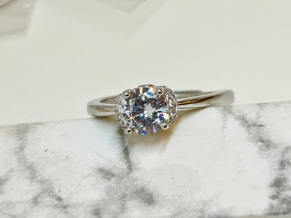 925 Sterling Silver Crown Solitaire Ring