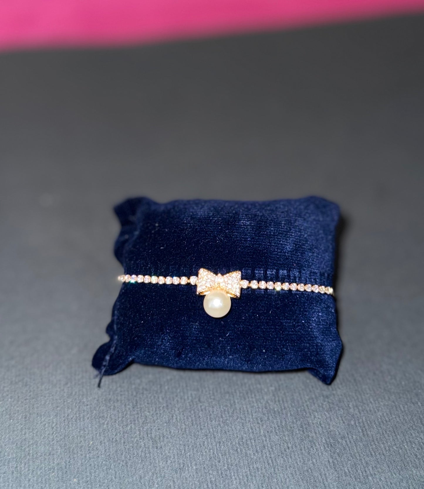 Pearl Bow Charm Bracelet
