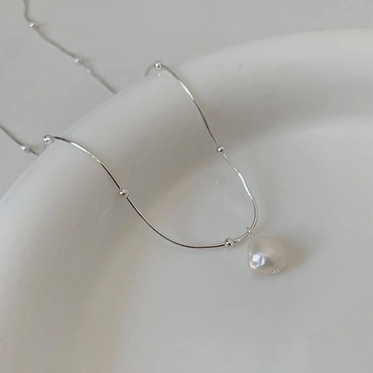 Pearl Silver Plated Solid Necklace