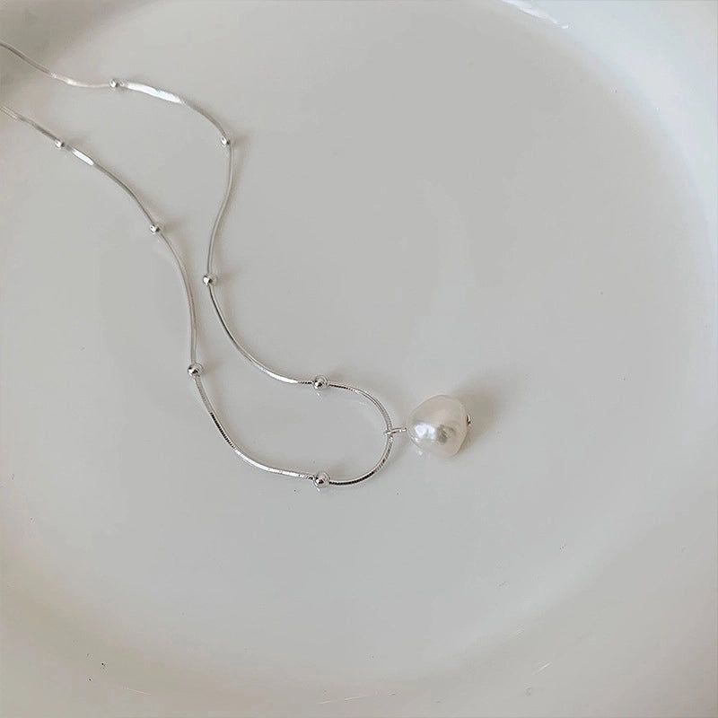 Pearl Silver Plated Solid Necklace