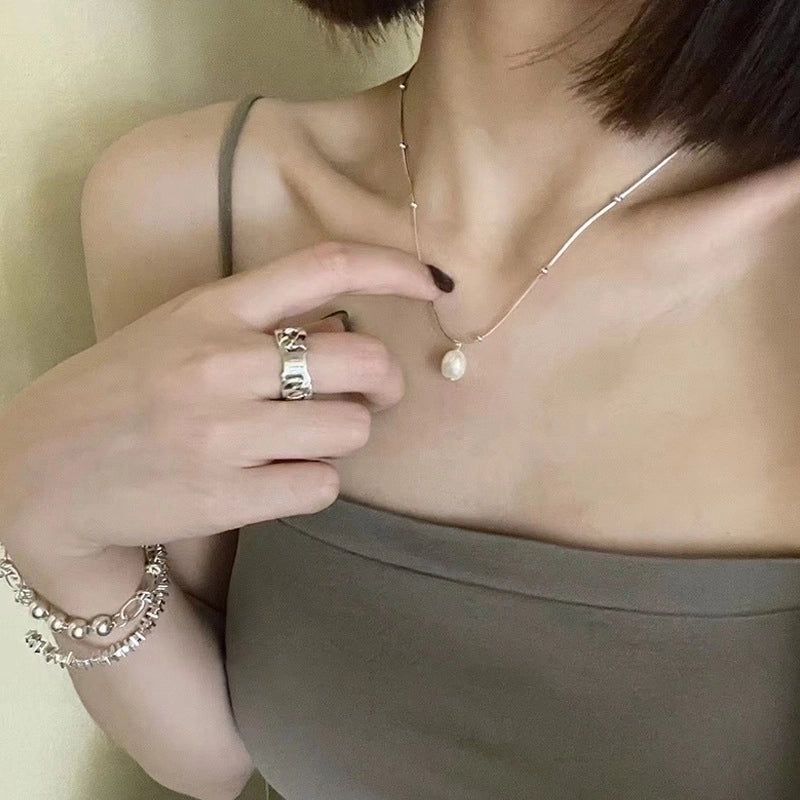 Pearl Silver Plated Solid Necklace