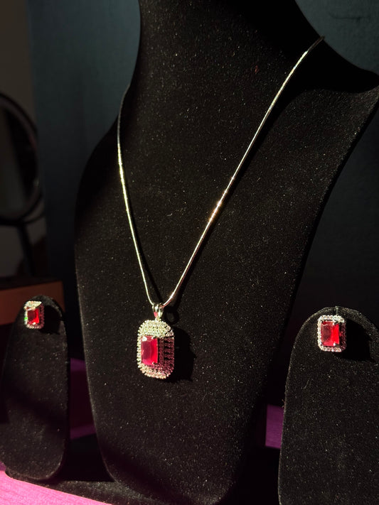 Radiant Ruby pendant set