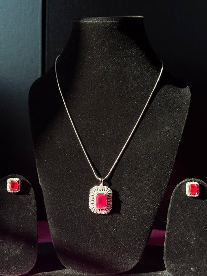 Radiant Ruby pendant set