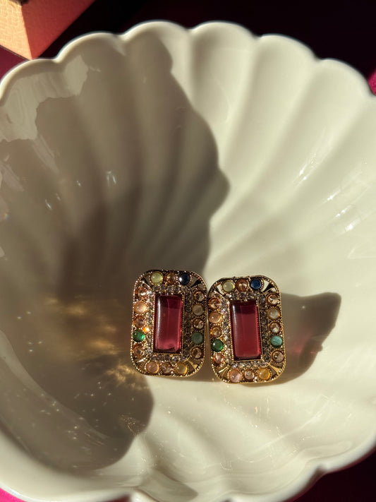 Multicolor Gemstone Stud Earrings