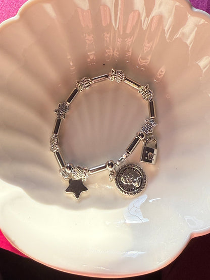 Silver Charm Bracelets Set.
