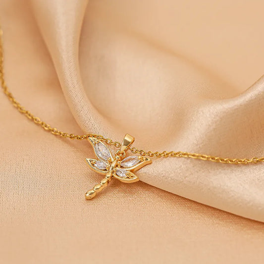 Gold Plated Dragonfly Necklace