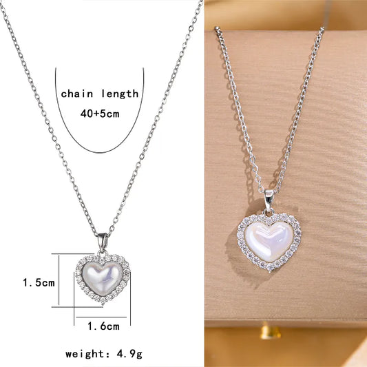 Silver Pearl Heart Necklace