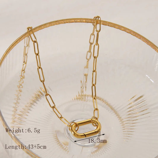 Round Rectangle Gold Plated Pendant Necklace
