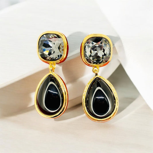 Refined Noir Teardrop Earrings