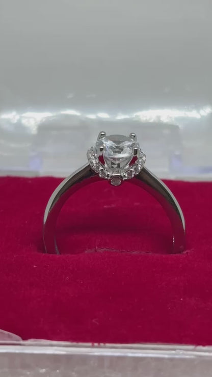 925 Sterling Silver Crown Solitaire Ring